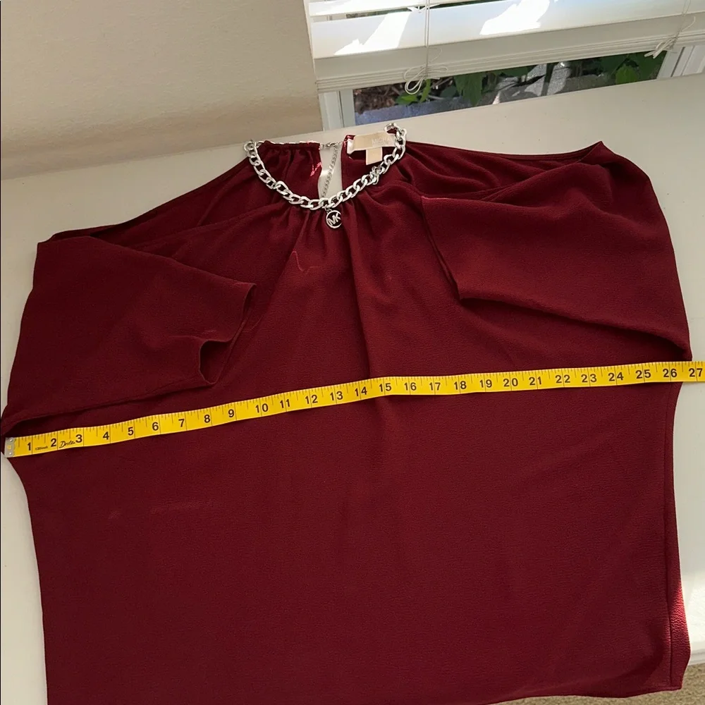 MICHAEL Michael Kors Burgundy Cold-Shoulder Halter Blouse - Picture 9 of 14